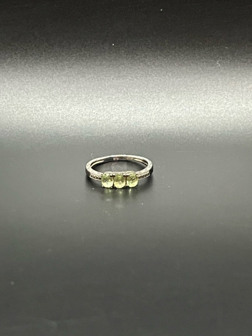 Sterling Silver Green Peridot Three-Stone Ring